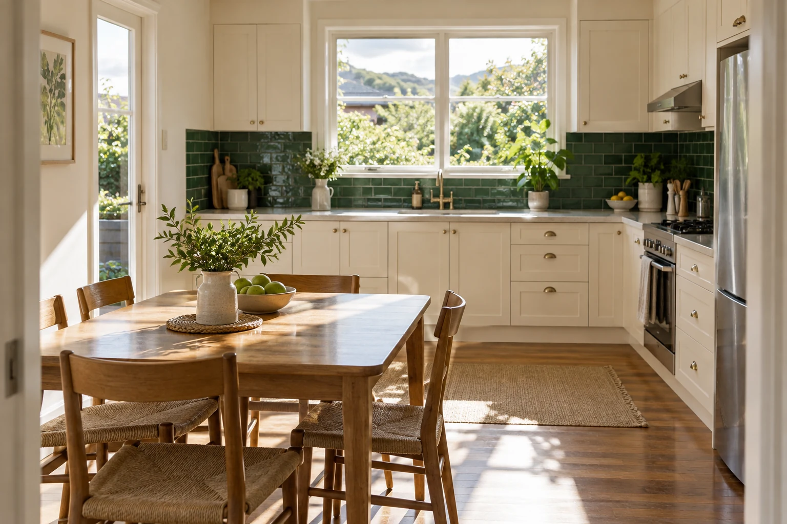Kitchen surfaces in an airy home